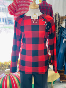 Red Buffalo Plaid Top