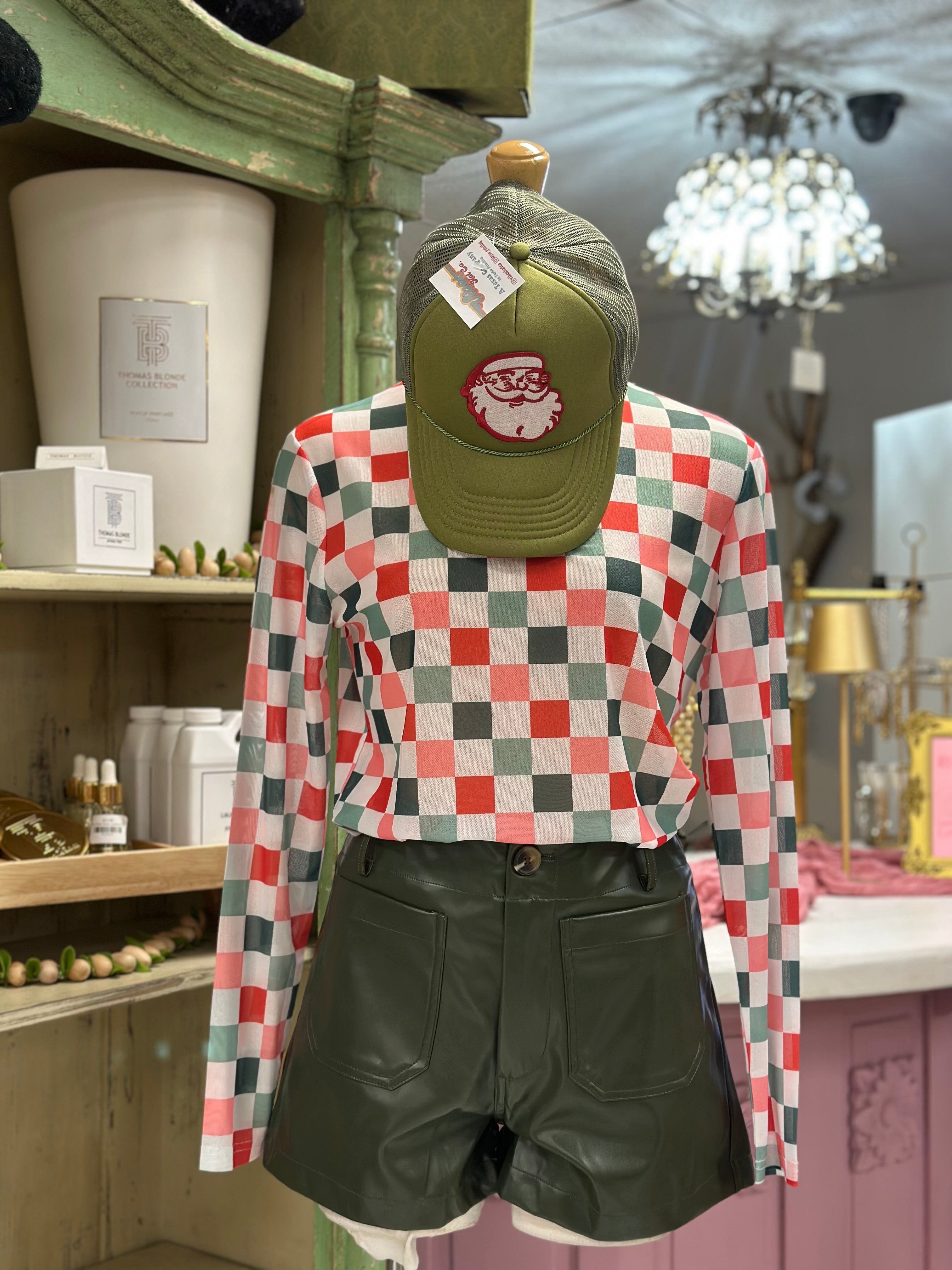 Checkered Christmas Top