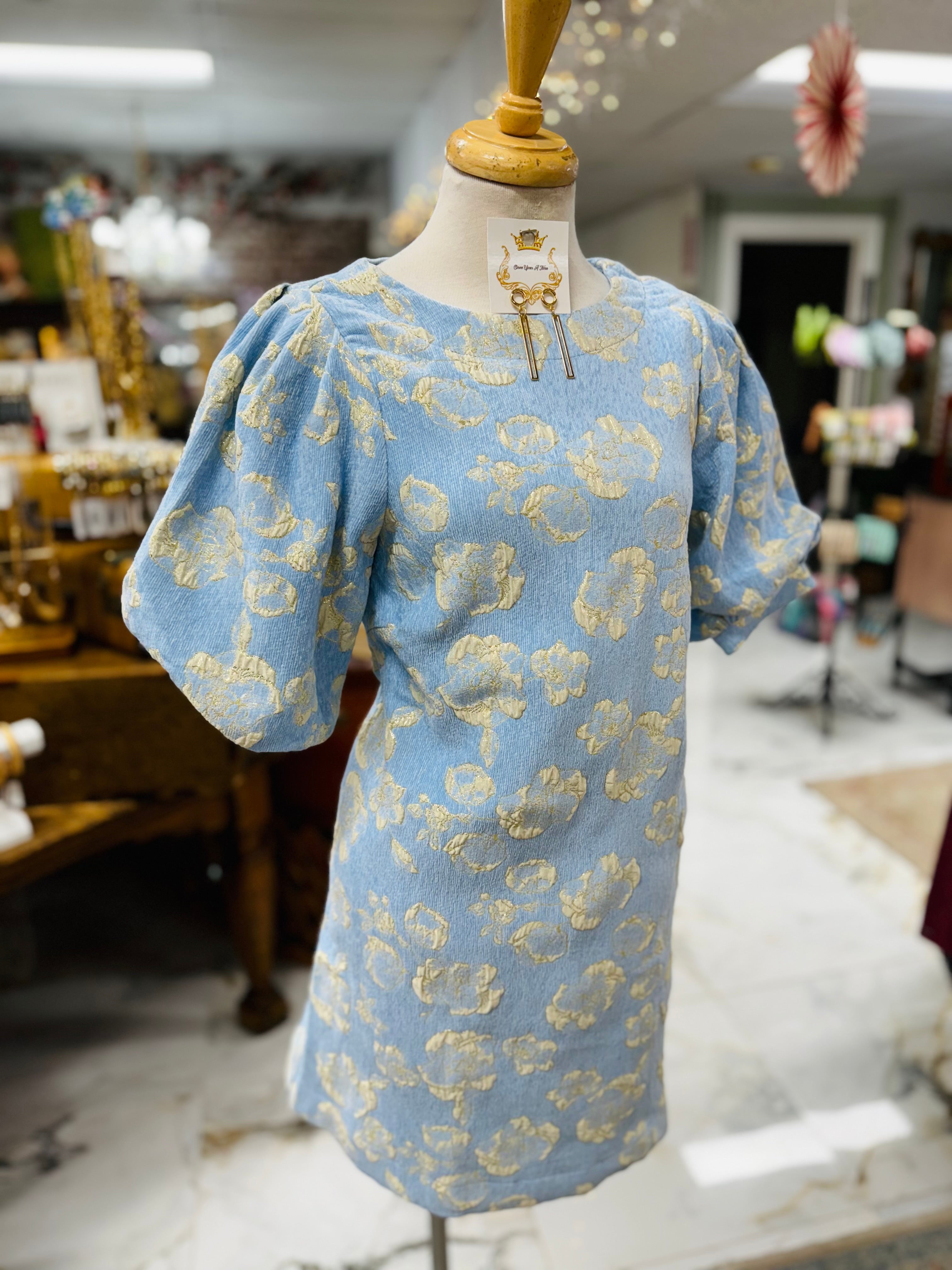 Blue Jacquard Dress