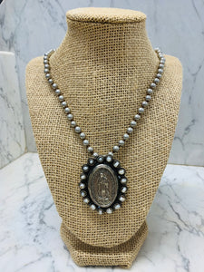 Lady Guadalupe Pearl Bezel Necklace