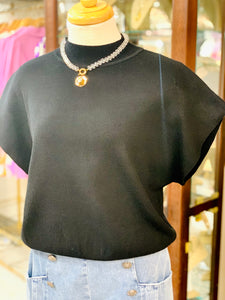 Mock Neck Short Black Sleeve