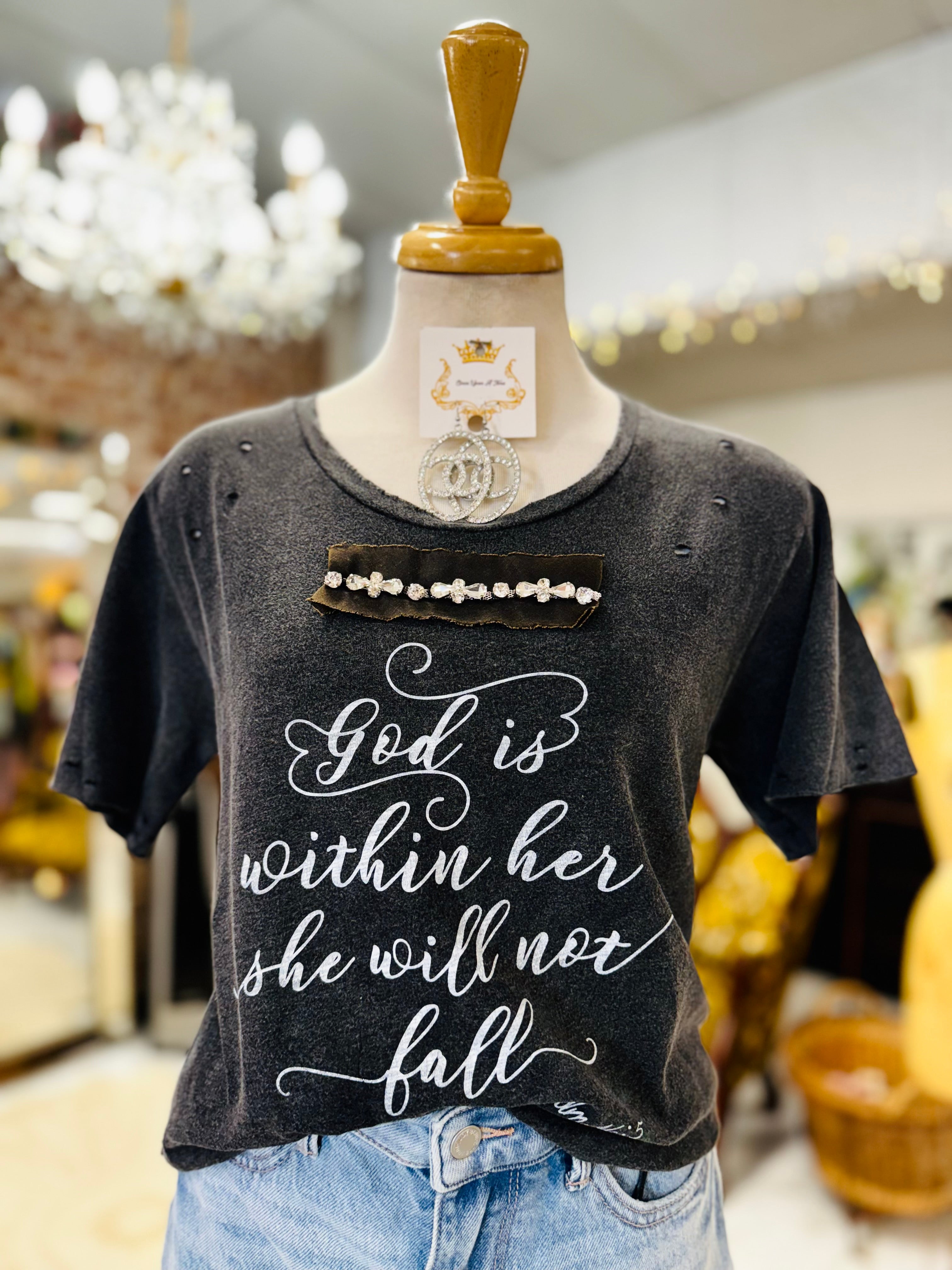 "God is within Her" Distressed Shirt