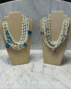 Multi Strand Pearl Gem Necklace