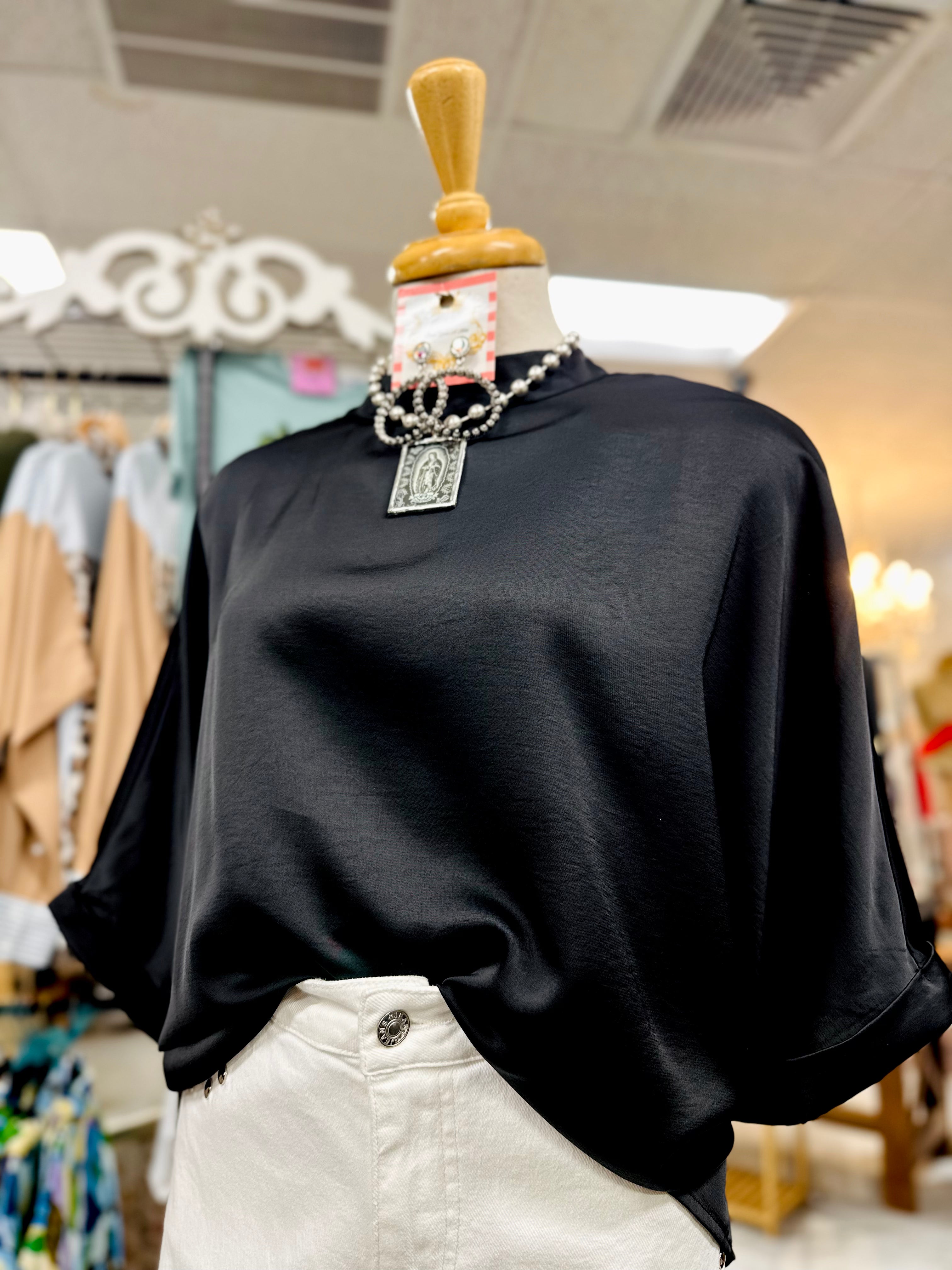 Black Mock Neck Top