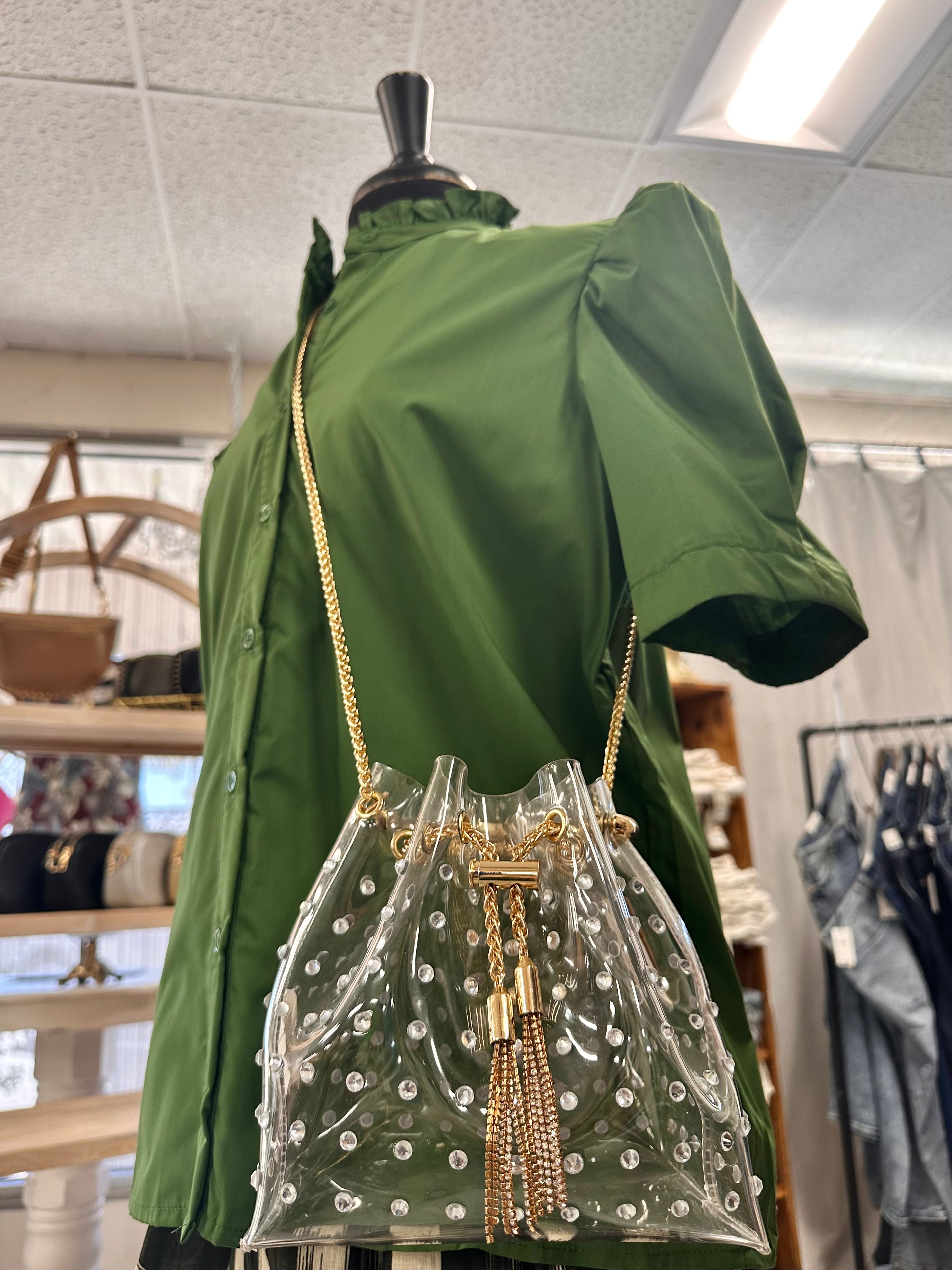 Clear Studded Bucket Bag