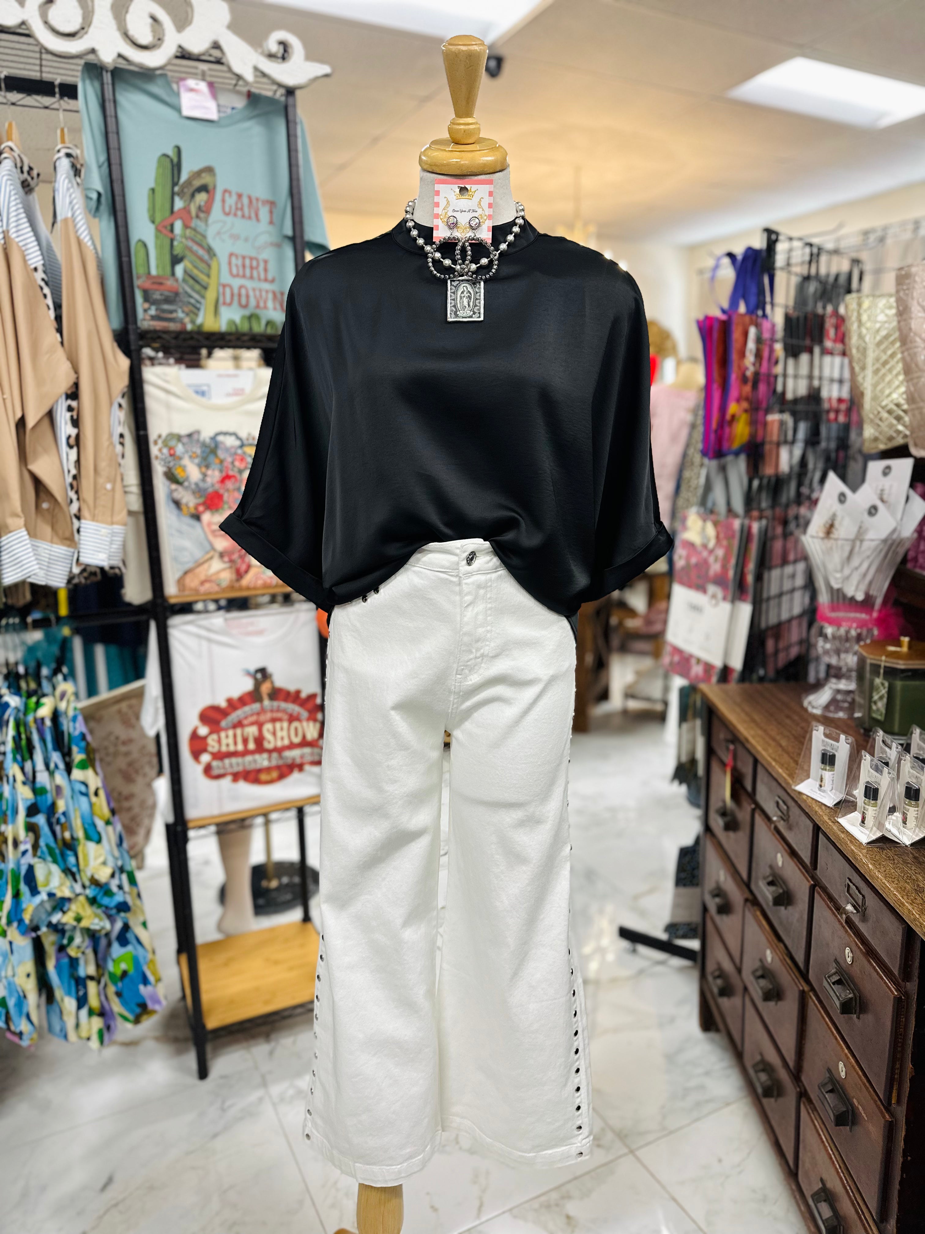 Black Mock Neck Top
