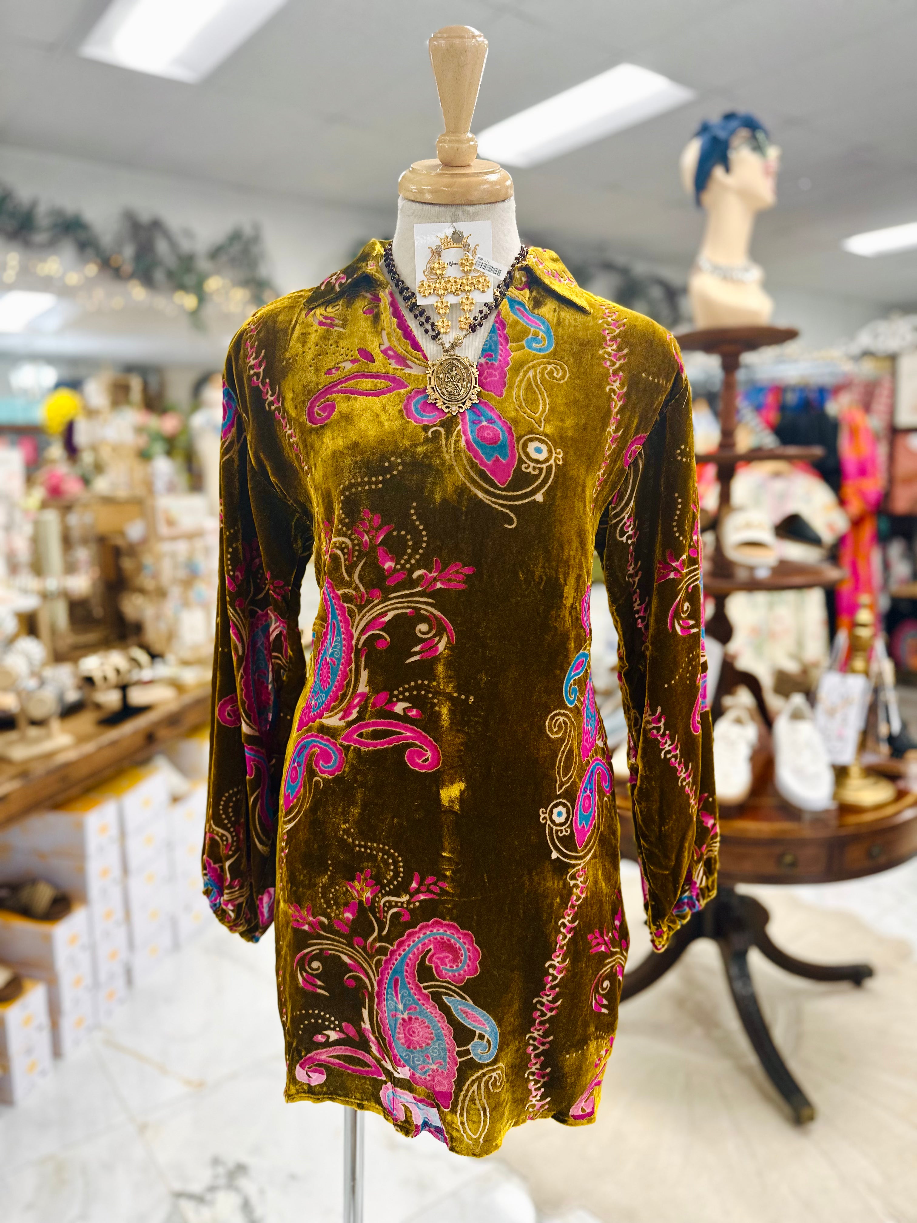 Golden Velvet Dress