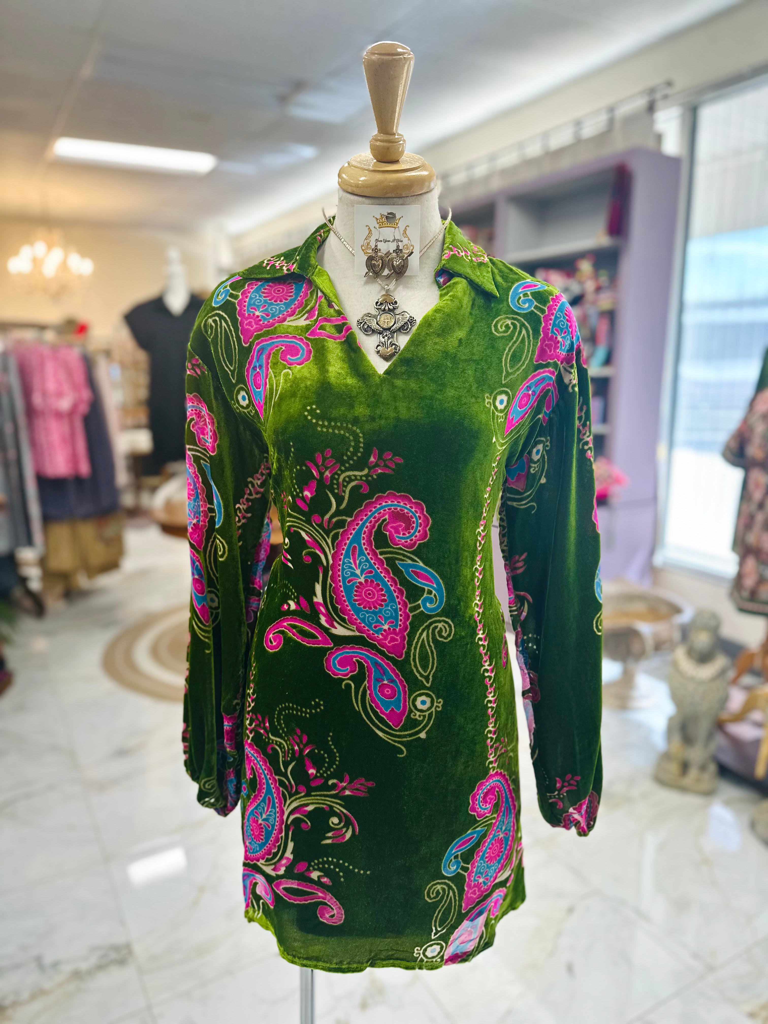 Green Velvet Dress