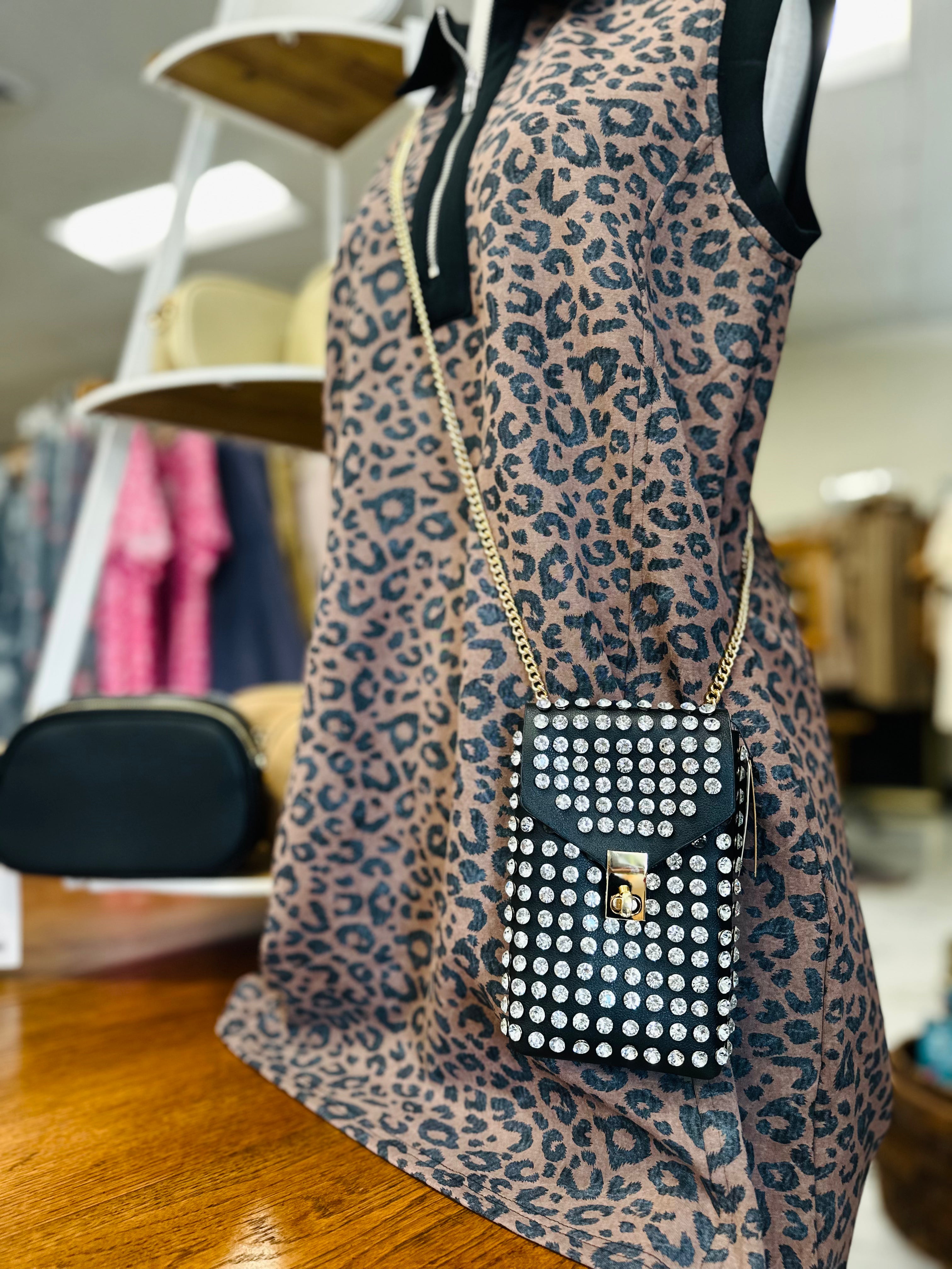 Clear Embellished Phone Bag