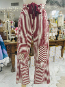 Raspberry Striped Drawstring Bottoms