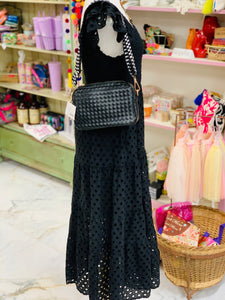 Priscilla Eyelet Black Dress