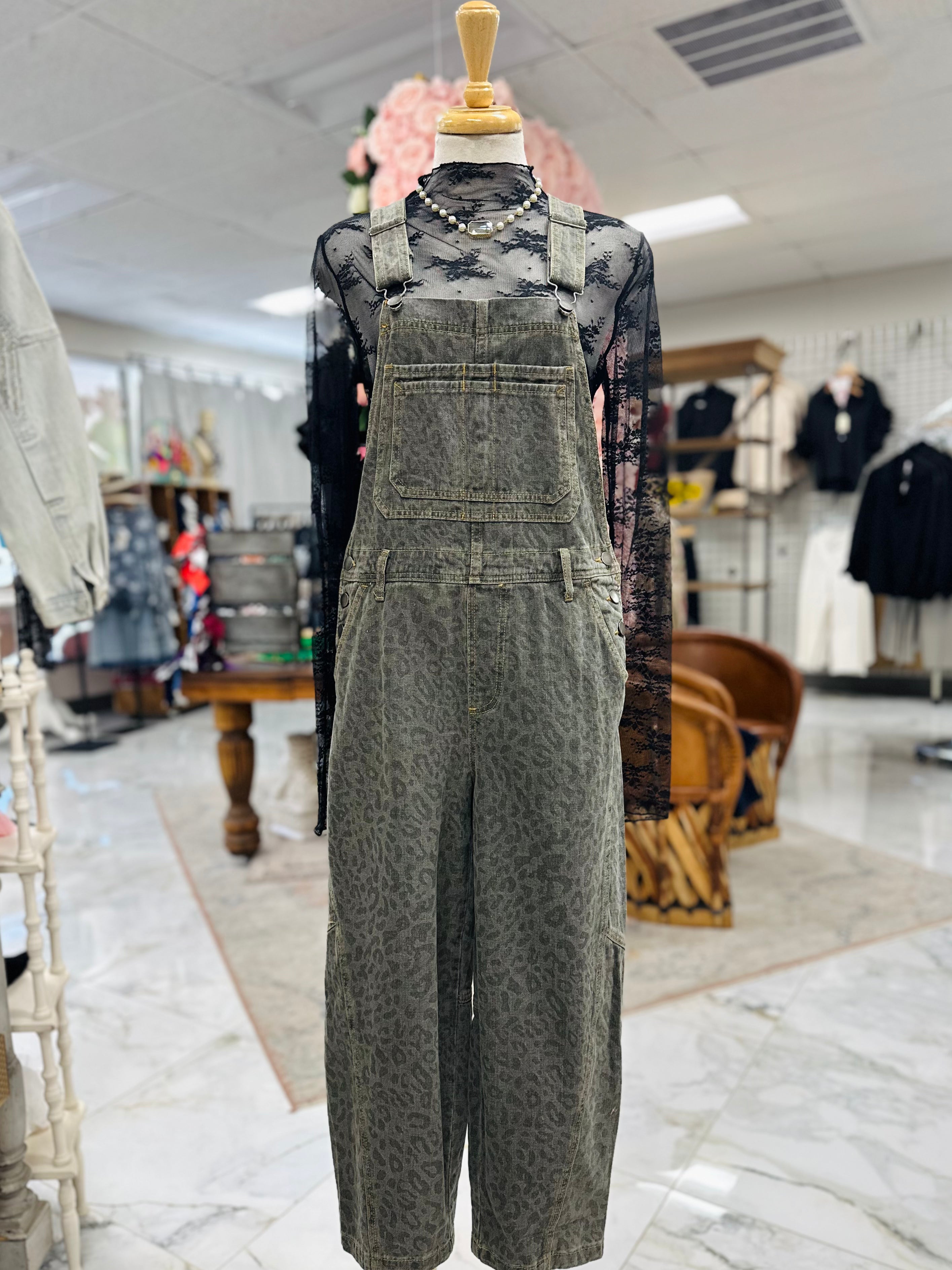 Animal Print Overalls