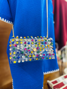 Clear Embellished Phone Bag