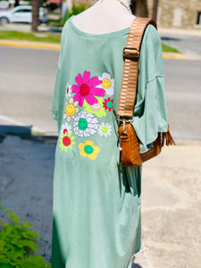 Sage Floral Tunic Dress