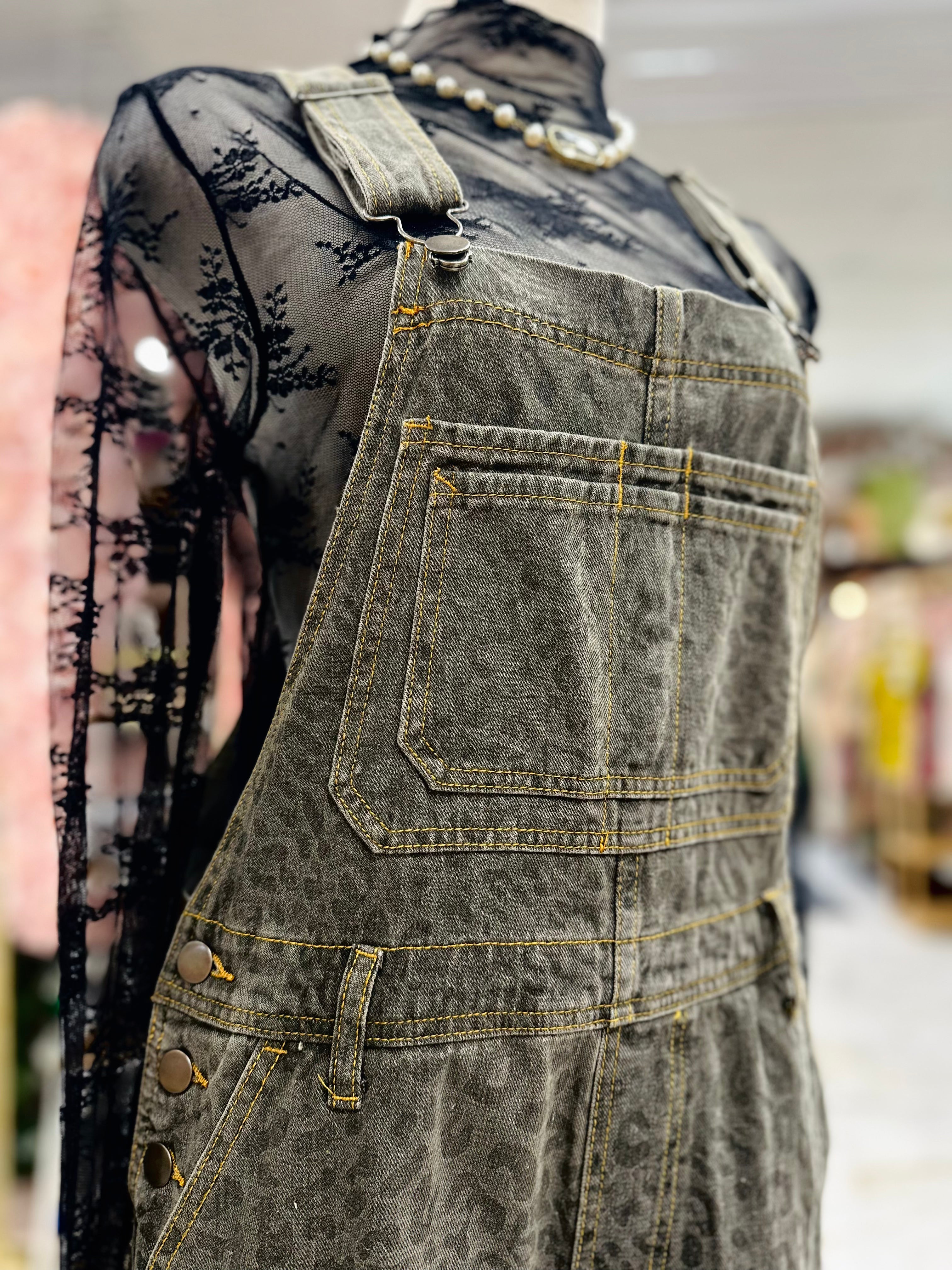 Animal Print Overalls