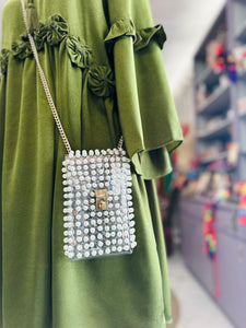 Clear Embellished Phone Bag