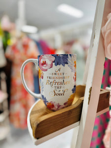 Mug Painted Floral Sweet Friendship