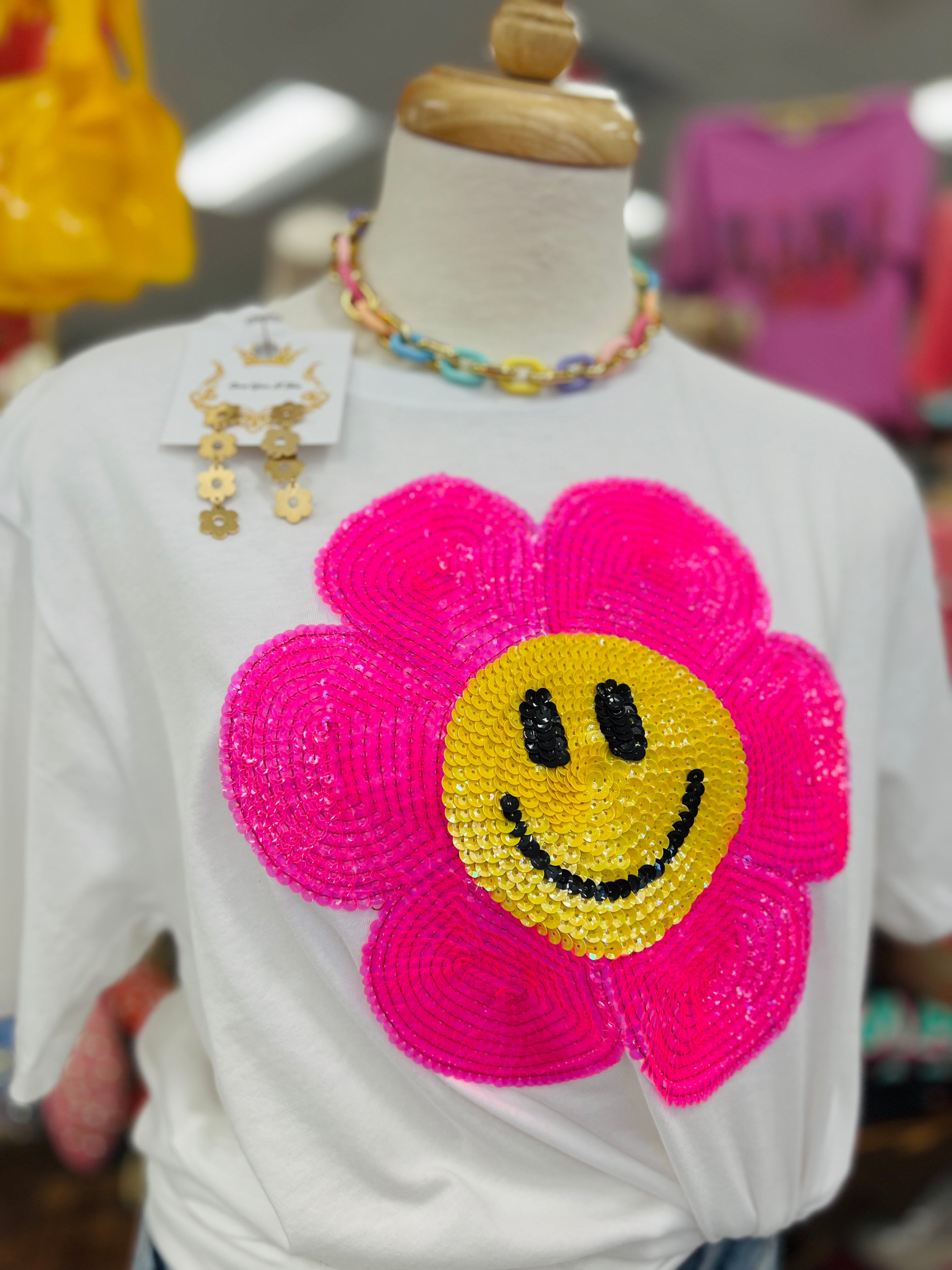 Pink Smiley T Shirt