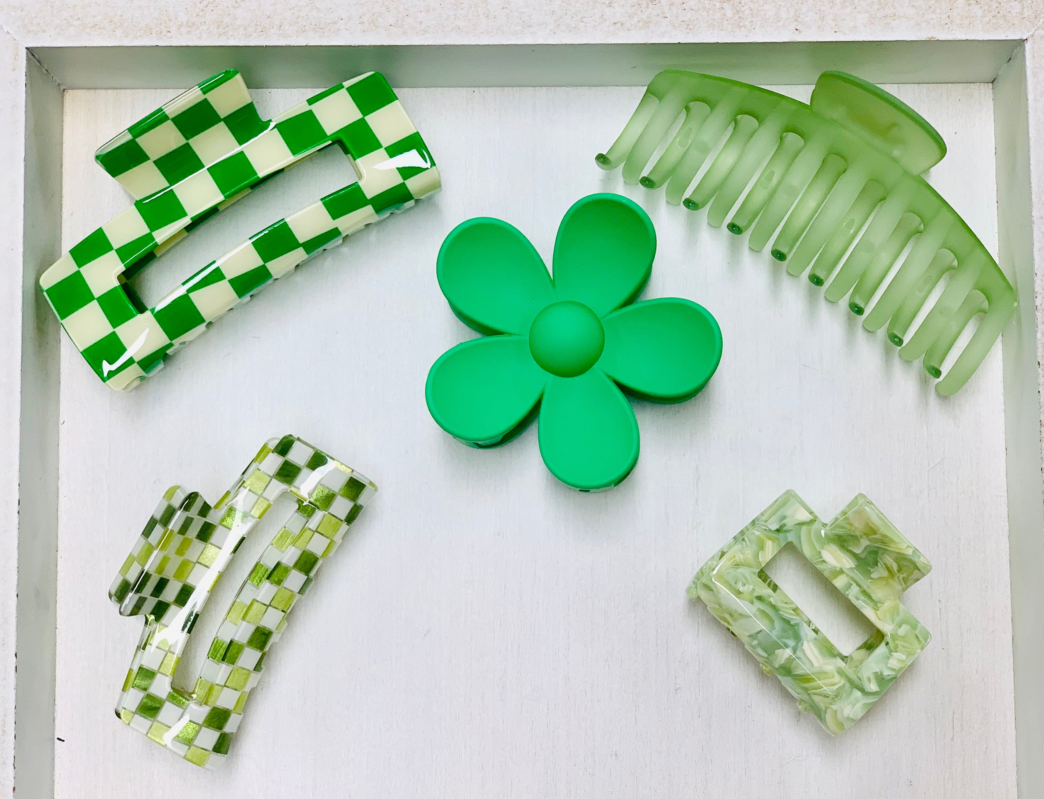 Retro Green Hair Clips