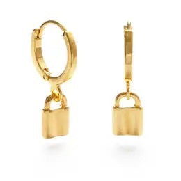 Padlock on Huggie Hoop Earrings