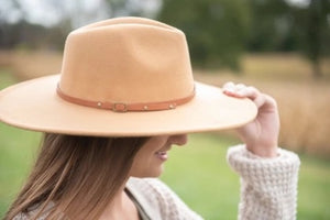 Western Hat w/ Belt-Light Tan