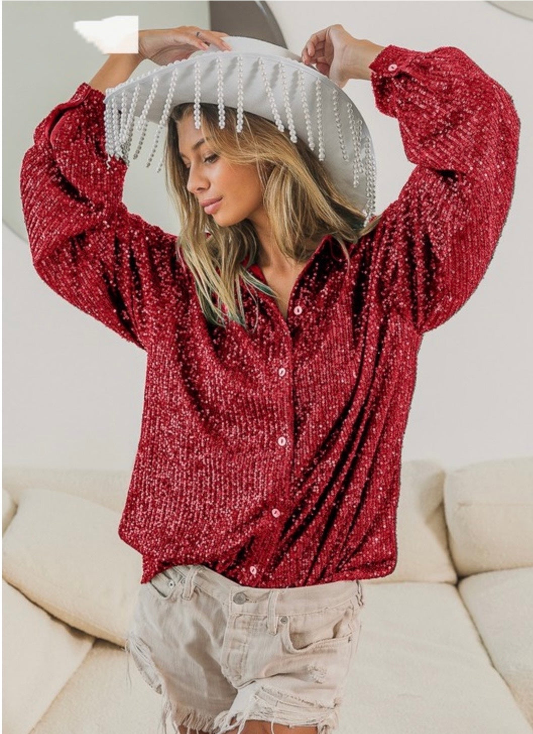 Holly Red Sequin Top