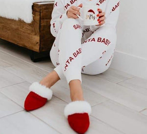 Santa Baby Red Slippers