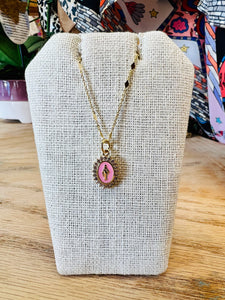 Our Lady Of Lourdes Pink Necklace