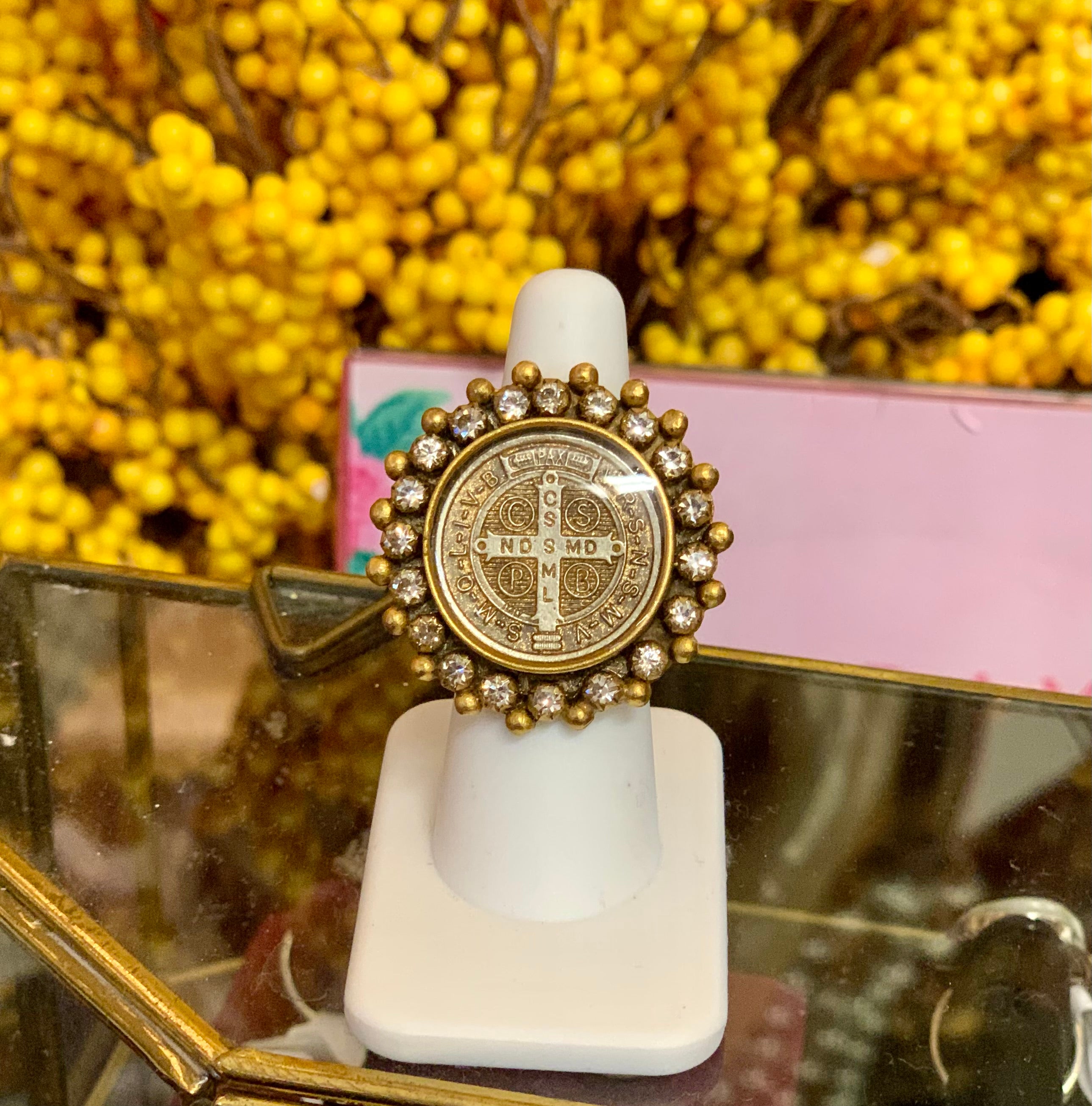 St Benedict Clear Bezel Ring