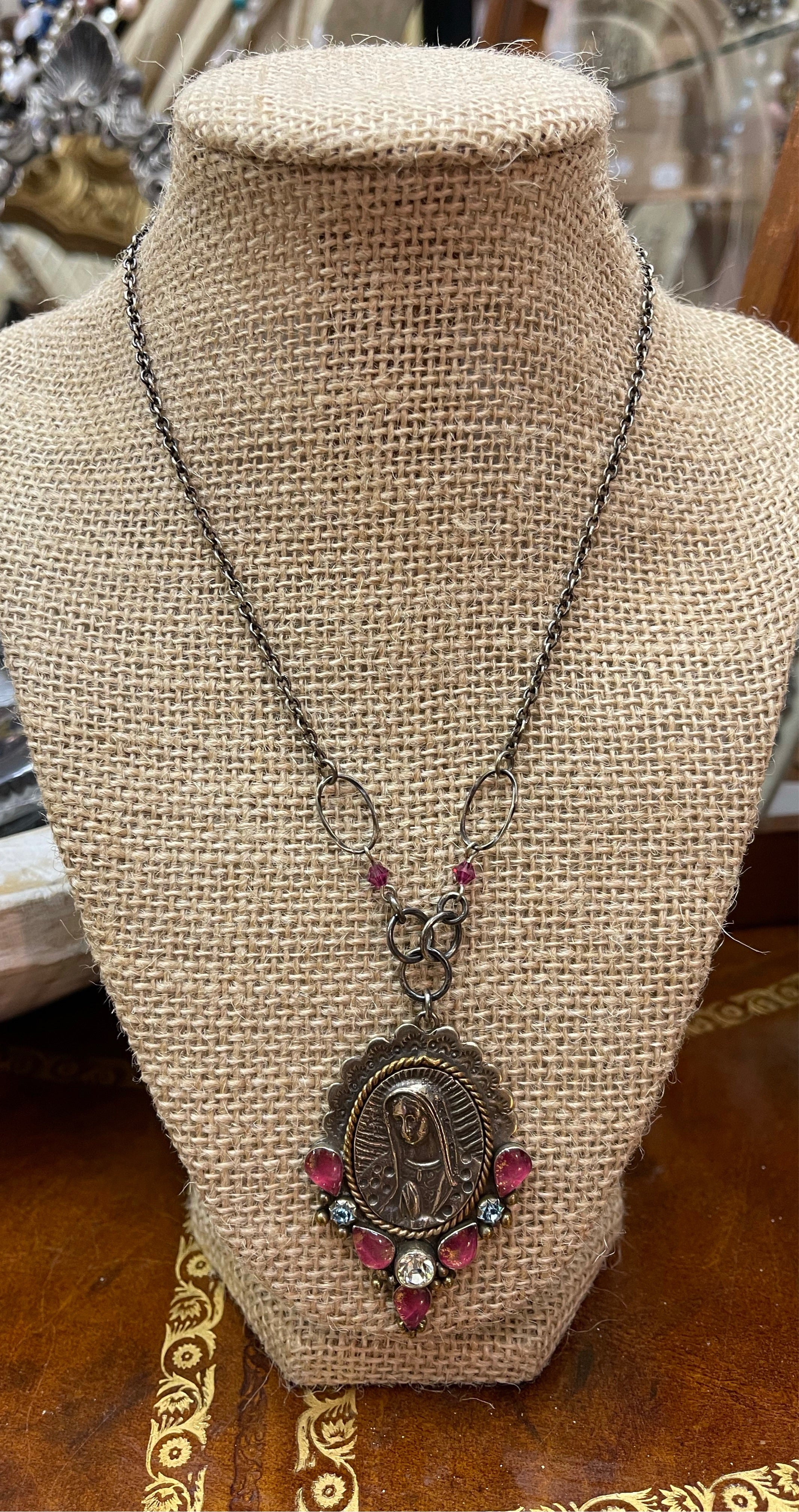 Fuchsia & Gold Guadalupe Necklace