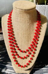 Red Multi Bead Gold Strand