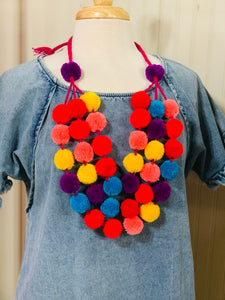 Colorful Pom Pom Necklace