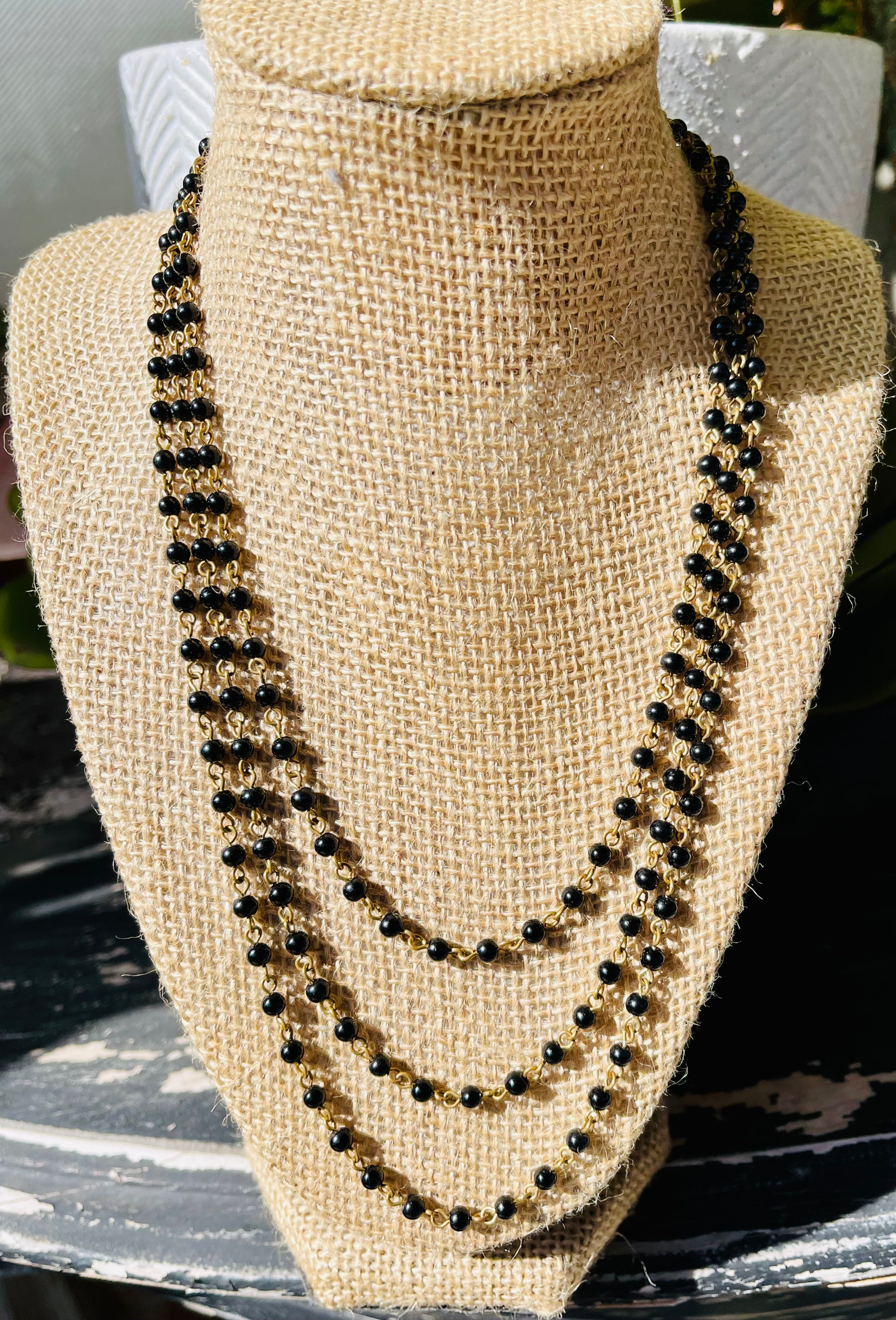 Black Multi Bead Strand