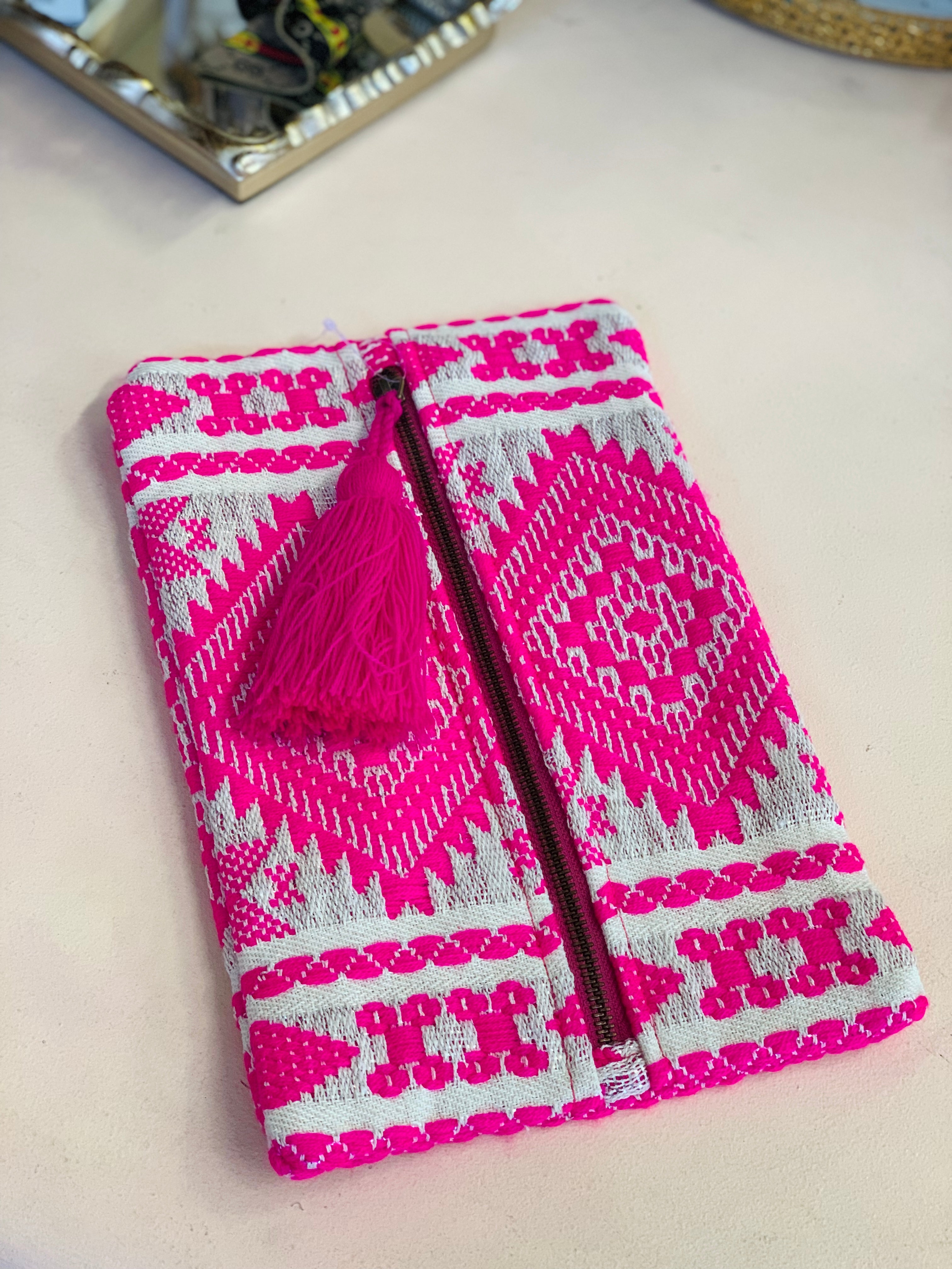 Woven Print Makeup Bag