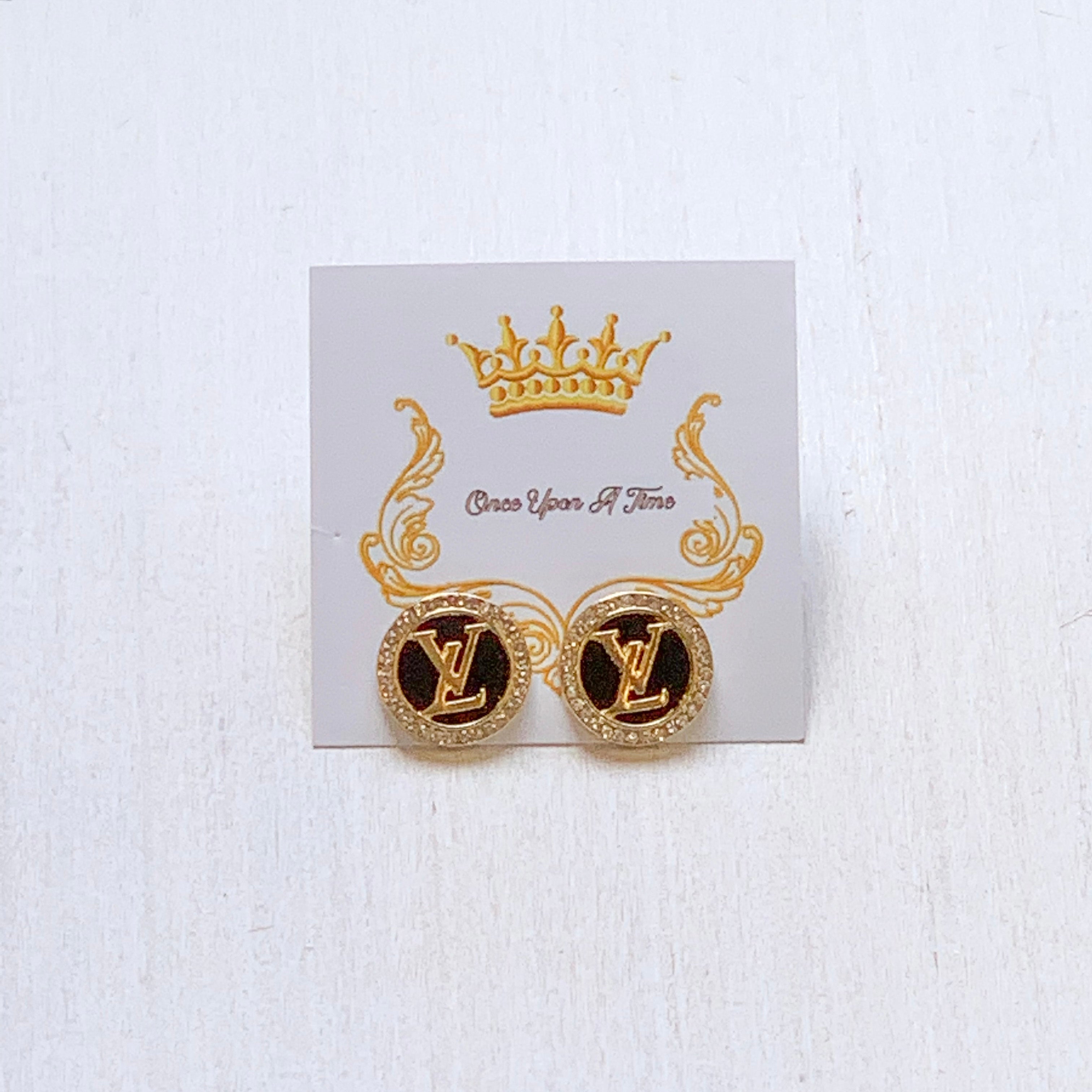 LV Rhinestone Encrusted Earrings