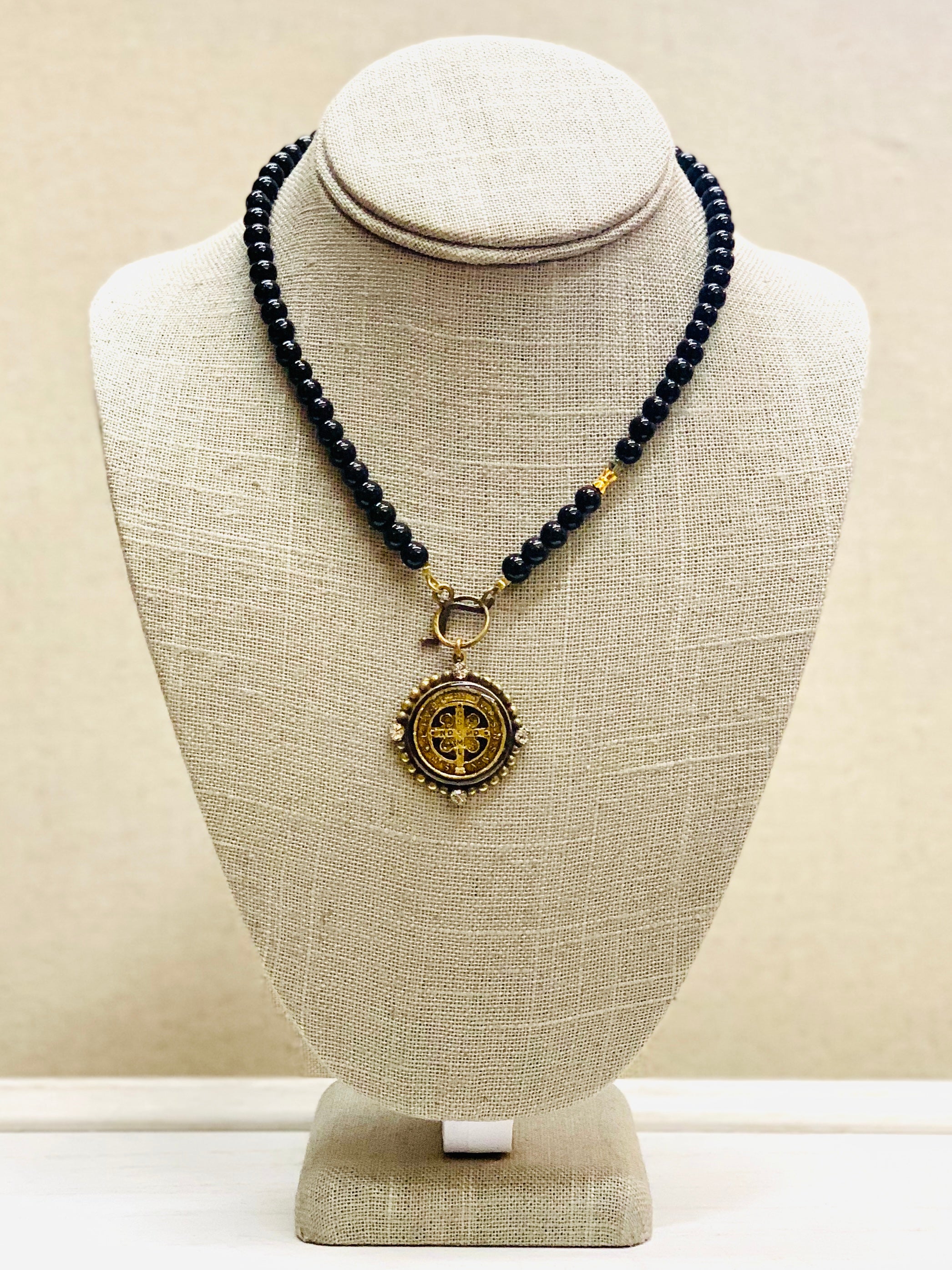 St Benedict Black Circle Necklace