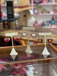 Embroidered Heart Earrings