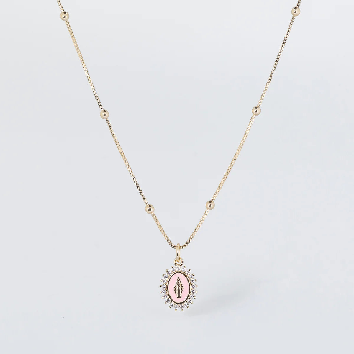 Our Lady Of Lourdes Pink Necklace