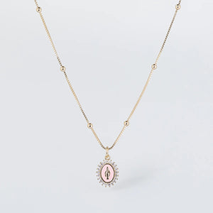 Our Lady Of Lourdes Pink Necklace