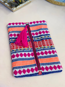 Woven Print Makeup Bag