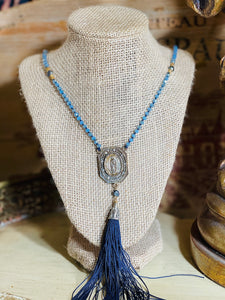 Virgen Navy Tassel Necklace- 63B