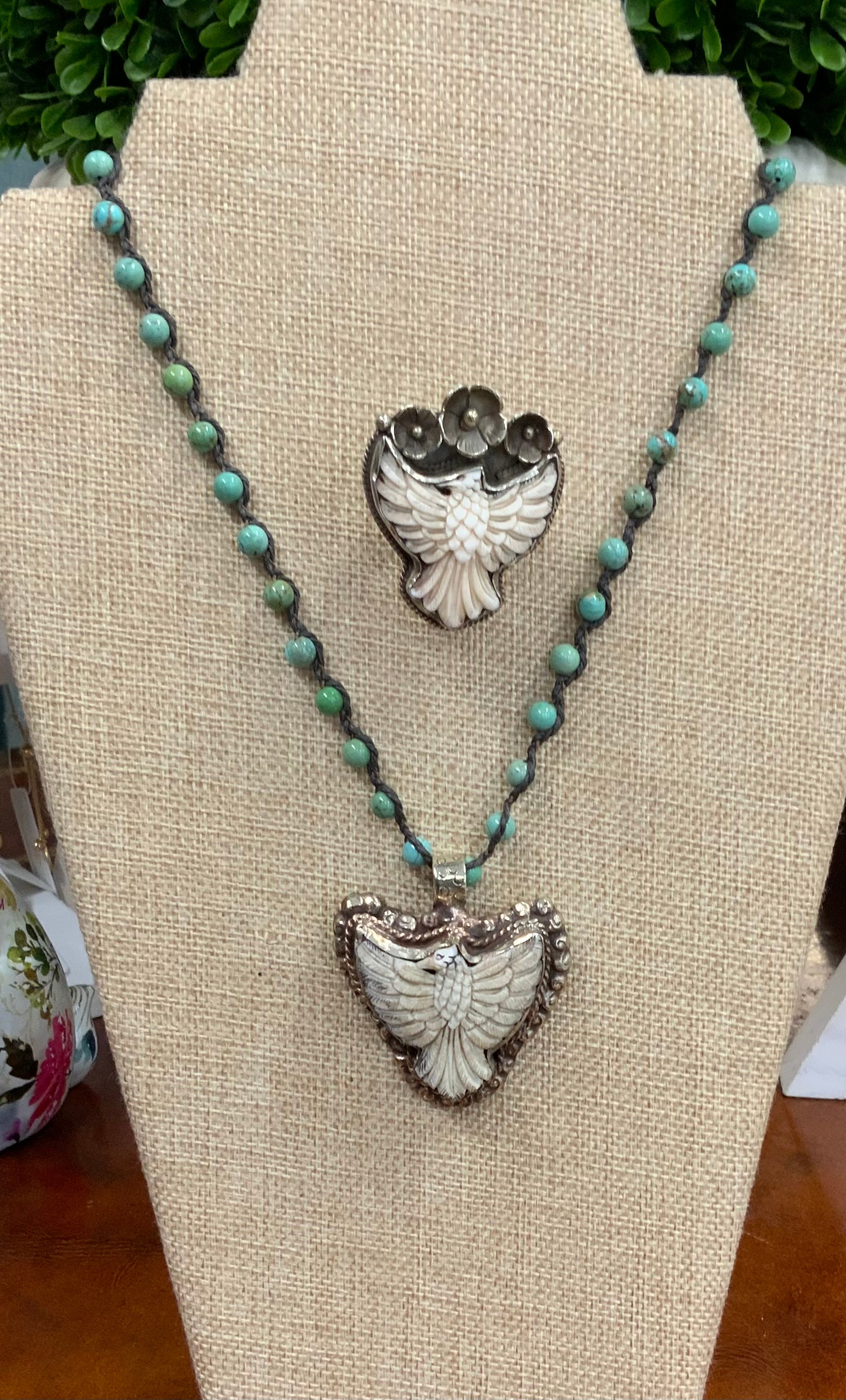 Bone Eagle Turquoise Necklace