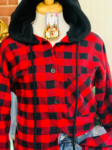 Red & Black Flannel Top