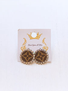 Stud Leather LV Earring