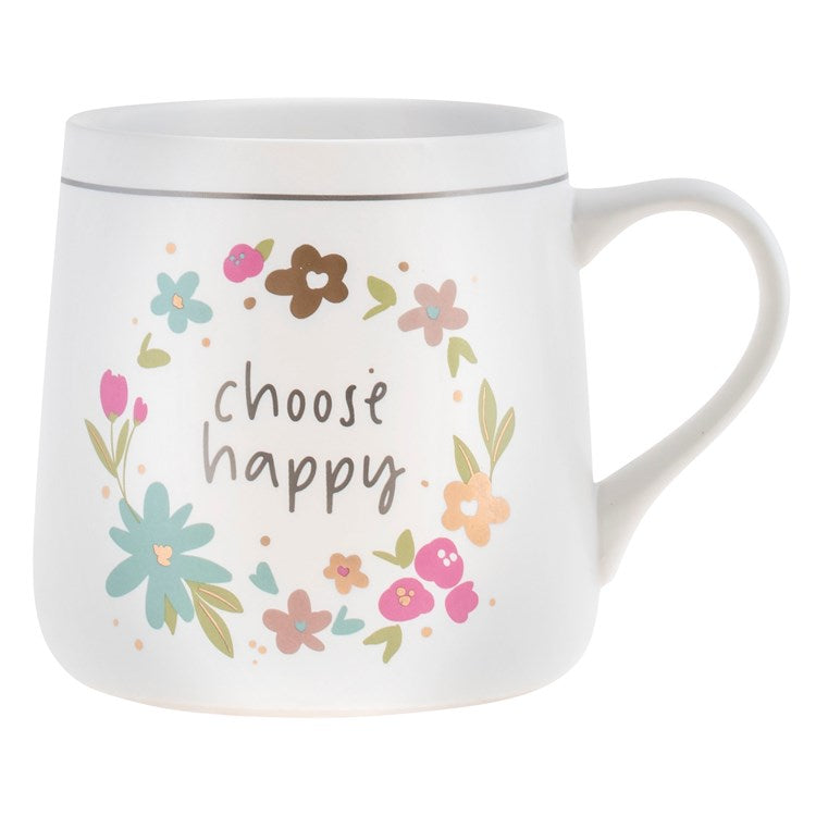 Floral Mug "Choose Happy"