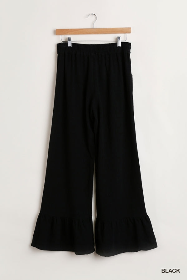 Black Wide Ruffle Pants